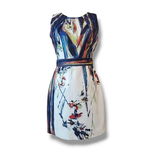 ELIE TAHARI Colourful Canvas Sheath Mini Dress - Picture 14 of 14